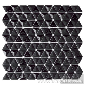 3D Black Glass Mosaic Wall Tiles